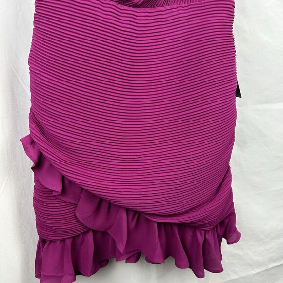 Express XS Body Con Dress Fuchsia Ruched Puff Sleeve Prom Dance Party Ruffled - Picture 3 of 10